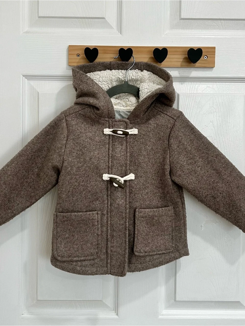 Old Navy Toddler Shearling Bear Hood Brown Pea Coat 2T